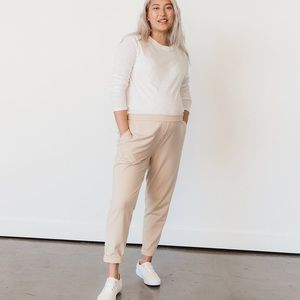 Storq Luxe Maternity Jogger - size small - latte